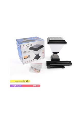 Ack Solar Led Bahçe Armatürü 3000K Set Üstü Ve Kazıklı