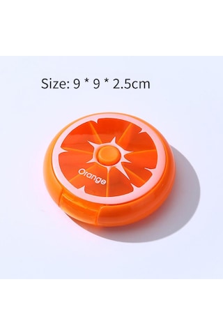 Mufunye 7 Günlük Döner 3 Bölmeli Mini İlaç Kutusu, Tıbbi Plastik, Taşınabilir, Gizli Kilitli Turuncu