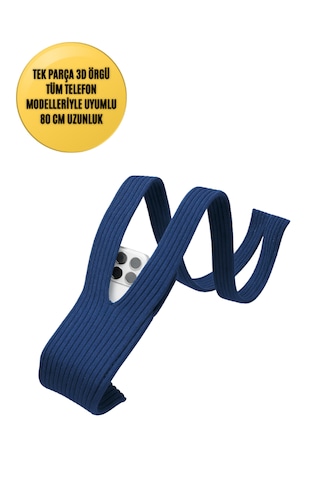 3d Örgü Phone Pocket Tüm Telefonlarla Uyumlu Telefon Askı Kılıfı 80 Cm Lacivert