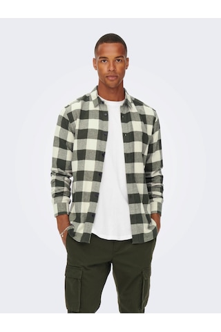 Only & Sons Onsgudmund Erkek Kareli Gömlek Yeşil 001