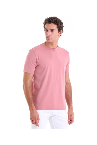 Hatemoğlu Pembe Regular Fit Düz Pamuklu Bisiklet Yaka Triko Tişört Pembe