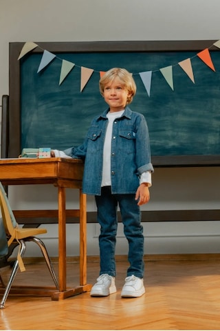 Erkek Çocuk Cepli Denim Gömlek Mnt25e205 Mavi