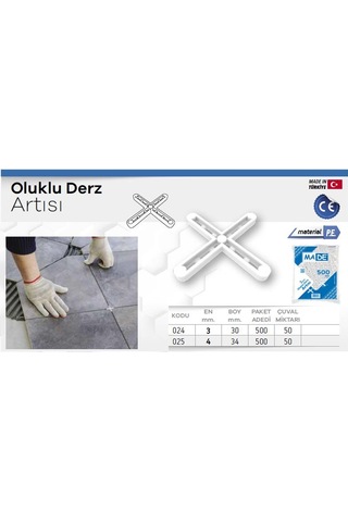 Made Oluklu Derz Artısı 3 Mm. - 500 Adet