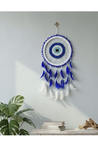 Evil Eye Nazar Boncuğu Dream Catcher - Tüylü Duvar Dekoru Koruma Ve Şans Getiren Rüya Kapan