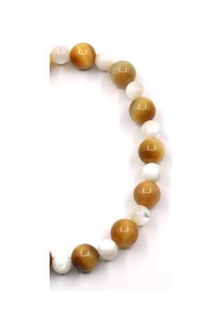 Alibaba Doğaltaş Kaplan Gözü Sedef Doğal Taş Makrome Örme Bileklik Çok Renkli