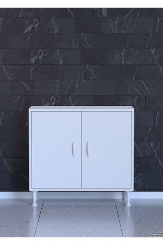 Eliusta Arden 80 Cm Beyaz 2 Bölmeli Banyo Düzenleyici Dolap 1 Raflı Çok Amaçlı Mutfak Dolabı 80x75x32,5 Cm Beyaz