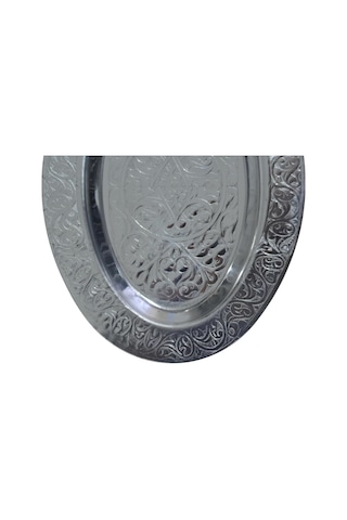 Paslanmaz Çelik Oval Tepsi 304 Kalite Krom Kaplama, Dekoratif Ve Servis Amaçlı Tabak 30 Cm