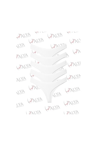 Alya Underwear Kadın Külot Pamuklu String - 5 Adet Siyah Tanga S, M, L, Xl Beyaz
