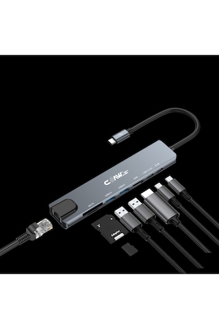 Chub008-p 8in1 Windows & Mac 100w Hızlı Şarj Özellikli Çevirici Hub Çoklayıcı