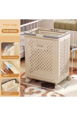 Çocuk Oyuncak Saklama Sepeti Büyük Kapasiteli Bebek Bebek Bebek Ev Peluş Bebek Yapı Taşı Bitirme Kutusu Saklama Kutusu Bej