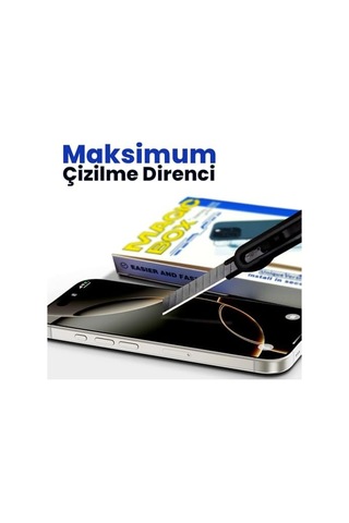 Apple iPhone Uyumlu 15 Pro Max Ekran Koruyucu Cam Magıc-box Tozsuz Hizalama Tam Kaplama 9h Kırılmaz & Çizilmez