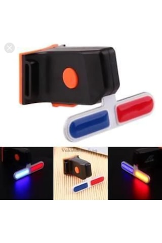 Bisiklet 100 Lümen Usb Şarjlı Polis Arka Işık Çakar Kırmızı - Mavi