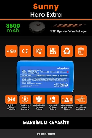 Sunny Hero Extra Uyumlu 3500mah Robot Süpürge Bataryası - Maksimum Kapasite