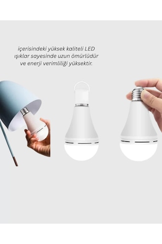 Acil Durumlar İçin Şarjlı Led Ampul 6400k Soğuk Beyaz 30 Watt Yeni Nesil Belirtilmemiş