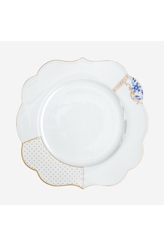 Mavi Beyaz Porselen Yemek Tabağı 28 Cm