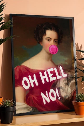 Oh Hell No Çerçeveli Tablo Esprili Klasik Sanat Posteri Marjinal Dekorasyon Altered Art