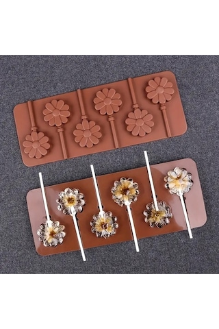 Silikon Lolipop Kalıbı Çikolata Kalıbı Silikon Kalıp Kahverengi