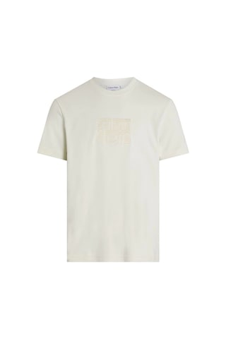 Calvin Klein Erkek İşlemeli Logolu T-shirt Beyaz