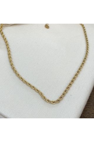Burgu Kolye Orta Kalın Burma Zincir Yüksek Kalite 316 L Çelik Gold 40+5 Cm