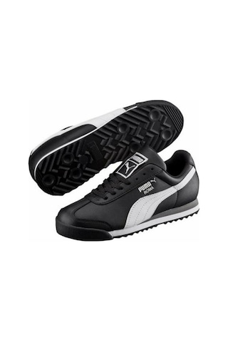 Puma Roma Erkek Spor Ayakkabı Retro Tasarım, Softfoam+ Konforlu Günlük Sneaker Siyah/beyaz