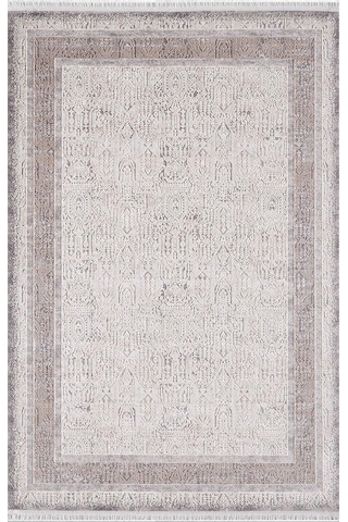 Artemis Halı Barok 02247d Antrasit Bej Krem Retro Motifli Halı Antrasıt