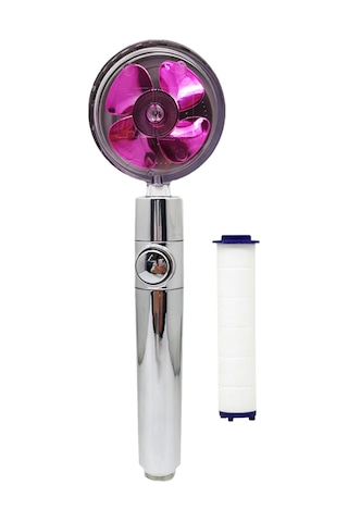 Yaozixa Mor Turbo Şarjlı Tek Fonksiyonlu Yıkama Eliptik Duş Başlığı - 360 Döner, 60 Ayar, Su Durdurma Tuşu Ve Filtre Pamuklu Diğer