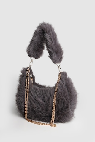 La'Graccio Paris Lagraccio Paris Kadın Lior Peluş Çift Askılı El Ve Çapraz Çanta Peluş Antrasit