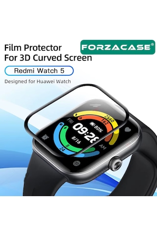 Forzacase Xiaomi Redmi Watch 5 İle Uyumlu Çerçeveli Tam Kaplayan 3d Pet Ekran Koruyucu Film Fc016