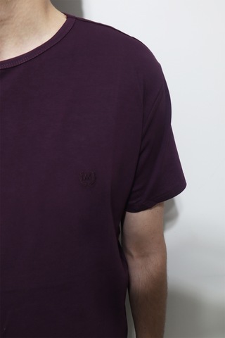 Santa Dmctekstil Erkek Tshirt-071 Düz Spor Kesim Dar Kalıp Bisiklet Yaka Basic T-shirt Mürdüm