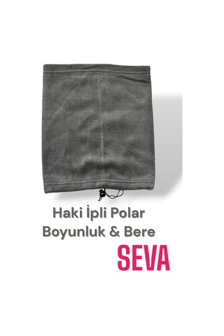 Seva Unisex Haki Çok Amaçlı Kışlık Polar Boyunluk Bere