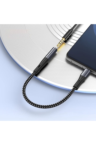 Go Des Gd-uc165 Type-c To 3.5mm Hi-fi Aux Çevirici Örgülü Ses Adaptörü Gri