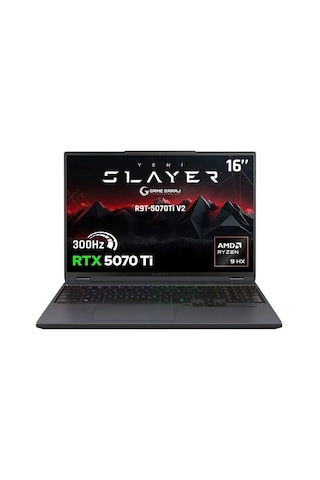 Game Garaj Slayer R9t-5070ti V2 C4 Amd Ryzen 9 9955hx 32gb Ram 1tb Ssd Rtx5070ti 16" 300hz Qhd+ Ips Freedos Gaming Laptop