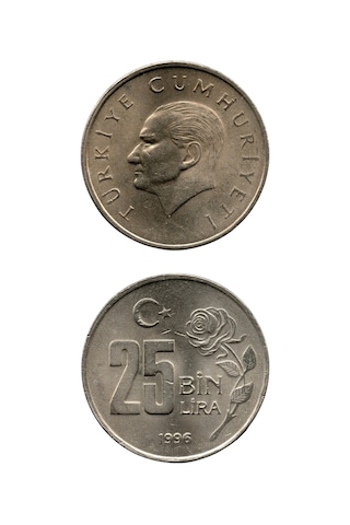 25.000 Lira 1996 Çil Eski Madeni Para