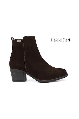 Gönderi(R) Gönderi R Kadın Kahve Süet Fermuarlı Kalın Topuklu Hakiki Deri Bot Dkzb61351447 Kahve