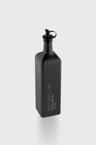 Renga Urla Yazı Desenli 1000 Ml Cam Yağlık 152075 Mat Siyah Siyah