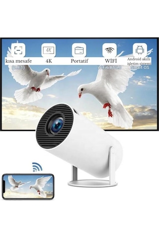 Taşınabilir Sinema Projeksiyon 720p Ev Sineması Bluetooth Android Akıllı Projektör