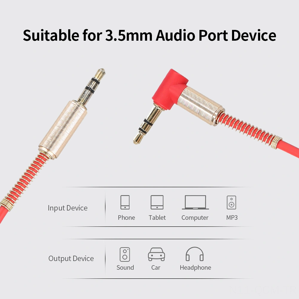 Qingmipy 1m Siyah 3.5mm Altın Kaplı Ses Kablosu - Bilgisayar/telefon'dan Kulaklık/ses Sistemi'ne Bağlantı - Düz-eğri Uçlar