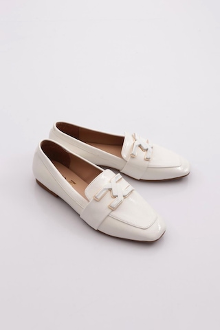 Dgn 5005 Kadin Tokali Loafer Beyaz