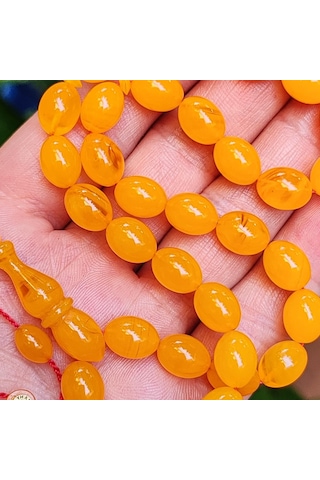 8x11 Mm Ayhan Turan Usta İşçilikli Mişmişi Sıkma Kehribar Tesbih Bal Rengi