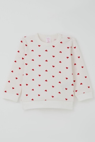 Breeze Kız Bebek Pijama Takımı Omuzdan Patlı Kalp Desenli 4 Ay-1 Yaş, Ekru Ekru