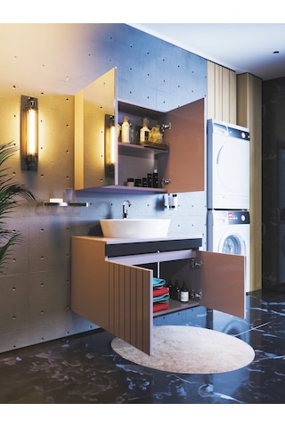 Mina Banyo Dolabı Takımı 75 Cm Özel Seri Gri