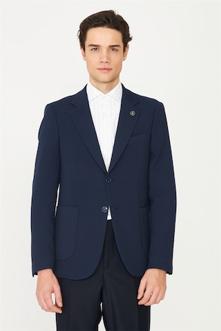 Lacivert Hafif Desenli Blazer Ceket Laci