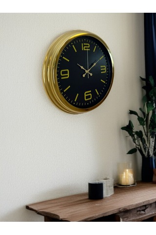 Gold Modern Rakamlı 40 Cm Metal Duvar Saati