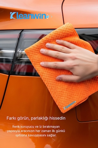 Lucid Mikrofiber Araba Cam Bezi 40x40 Cm Turuncu, İz Bırakmaz Cam Silme Ve Kurulama Bezi