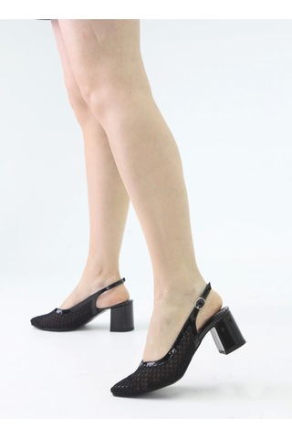 Assortıe Fileli Arkası Açık Tokalı Topuklu Ayakkabı TEN RUGAN