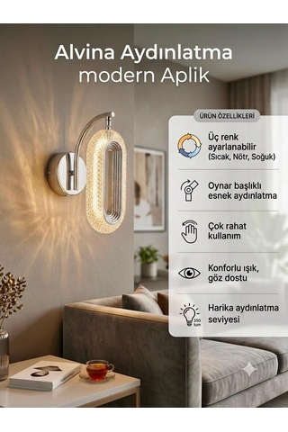 Alvina Nera Ledli 3 Renk Krom Aplik