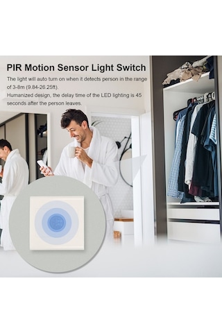 Besthome1 Hareket Sensörü Led Anahtar, 220v Akıllı Ev Otomasyonu İçin Beyaz 1-gang 1-gang