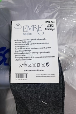 Erkek Pamuklu Likralı Dikişsiz Soket Çorap - 6 Adet Siyah