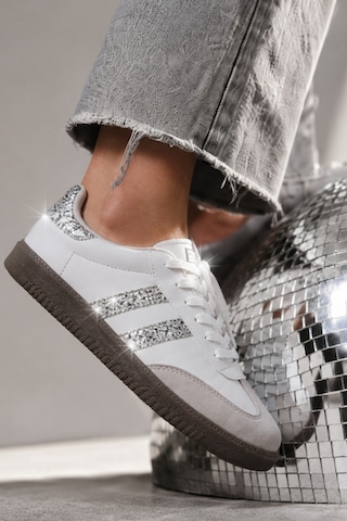 Muggo Sparkly Kadın Sim Detaylı Günlük Sneaker Spor Ayakkabı Beyaz
