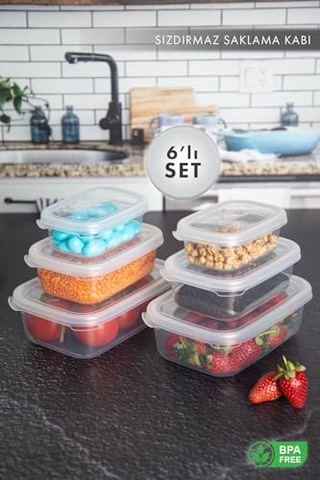 Dikdörtgen Sızdırmaz Saklama Kapları Şeffaf 5 Lı Set Diğer